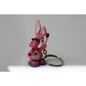 Vintage ENERGIZER Promo Keyring PINK BUNNY Keychain Ancien Porte-Clé LAPIN ROSE